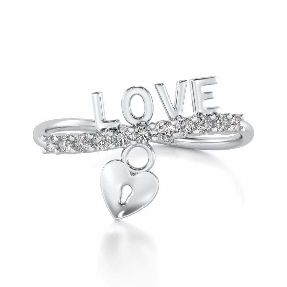 Hang Love Silver Ring - White Gold - Image 5