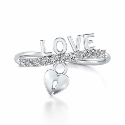 Hang Love Silver Ring - White Gold - Image 5
