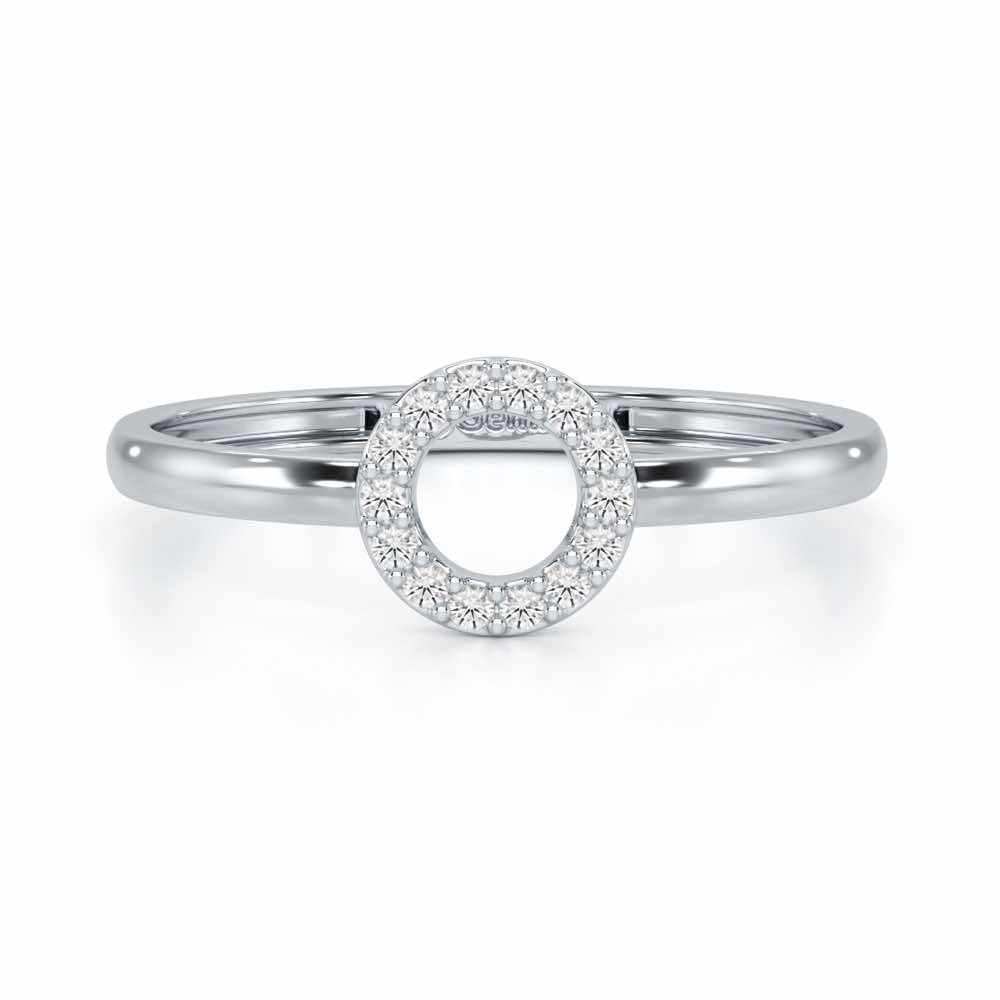 Fiona Halo Silver Ring - White Gold - Image 5