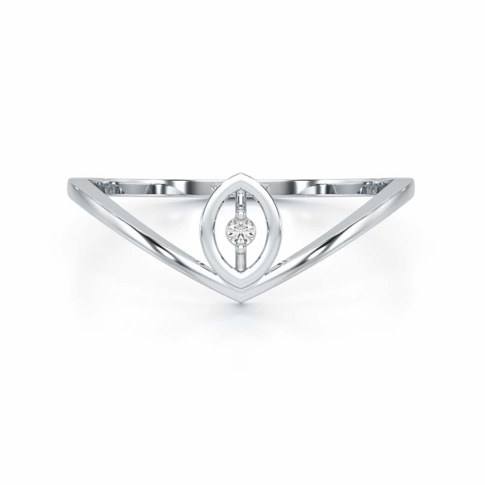 Vertical Eye Silver Ring - White Gold - Image 5