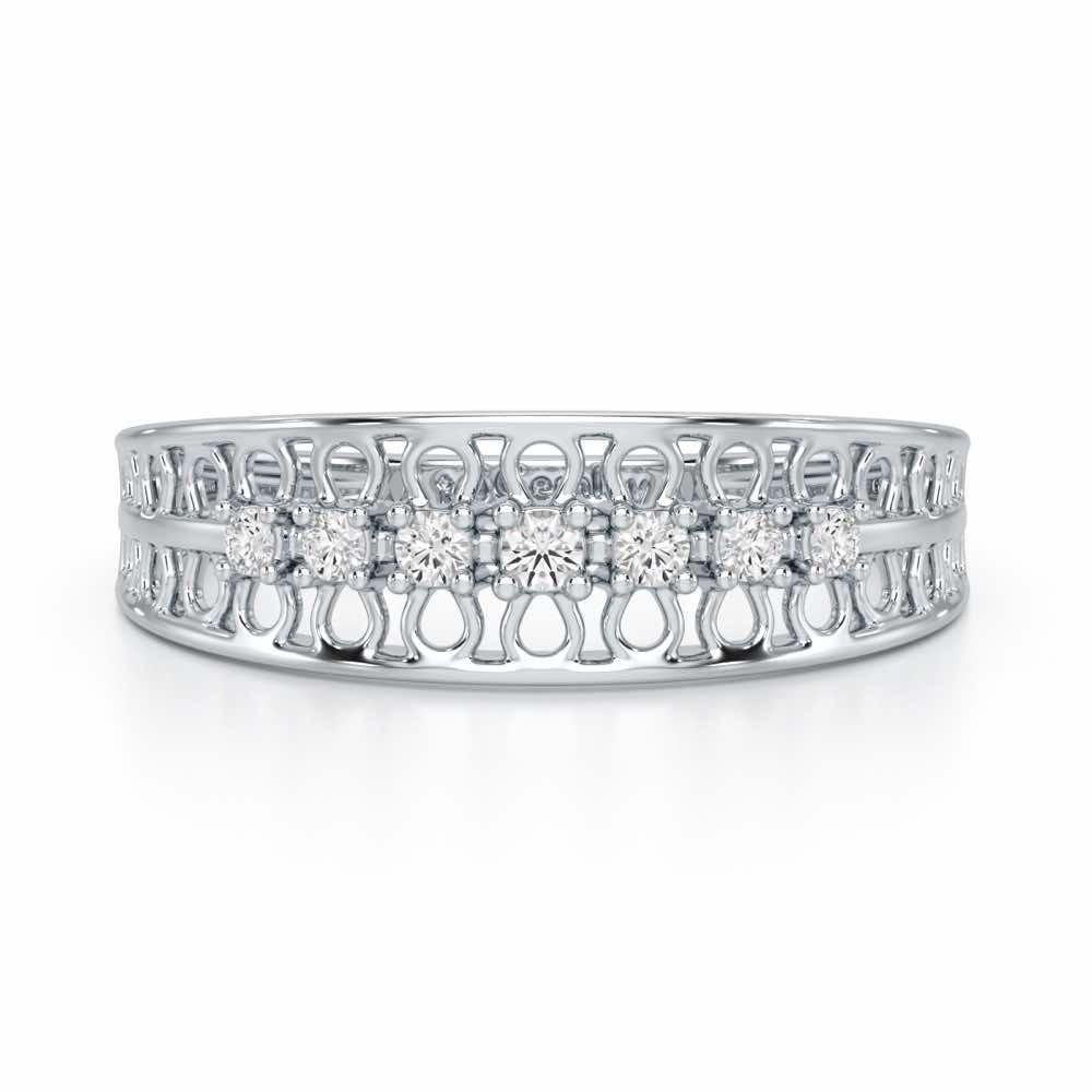 Lattice Binge Silver Ring - White Gold - Image 5