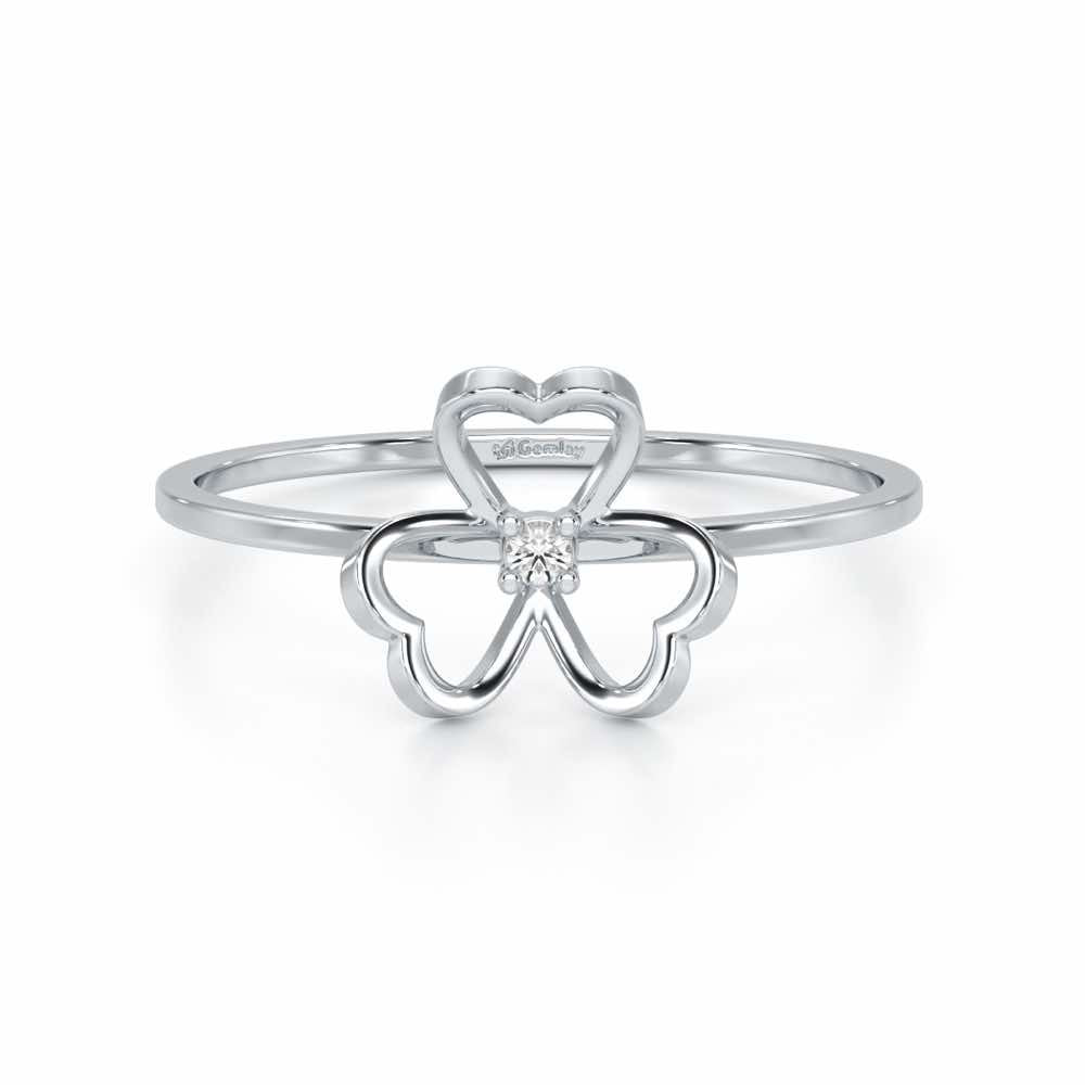 Flower Chord Silver Ring - White Gold - Image 5