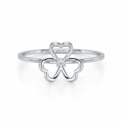 Flower Chord Silver Ring - White Gold - Image 5