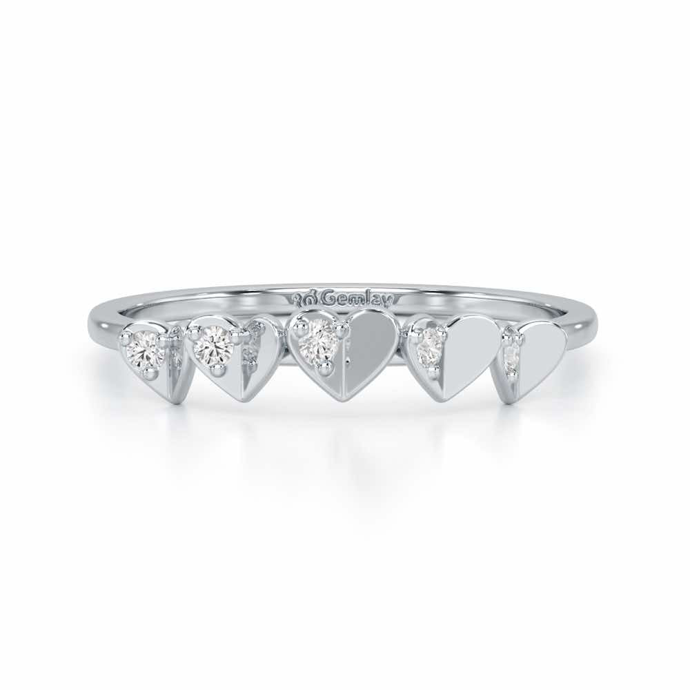 Heart Together Silver Ring - White Gold - Image 5