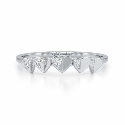 Heart Together Silver Ring - White Gold - Image 5