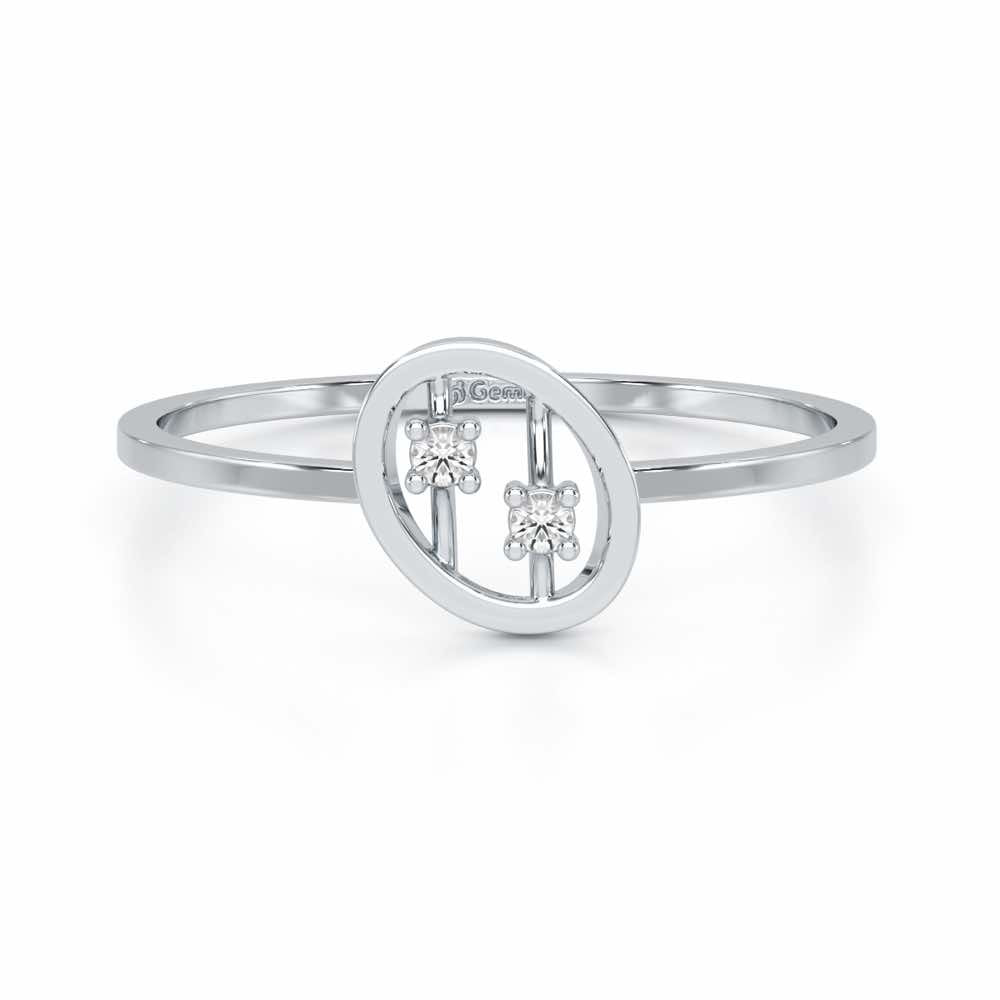 Twin Shine Silver Ring - White Gold - Image 5