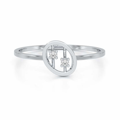Twin Shine Silver Ring - White Gold - Image 5