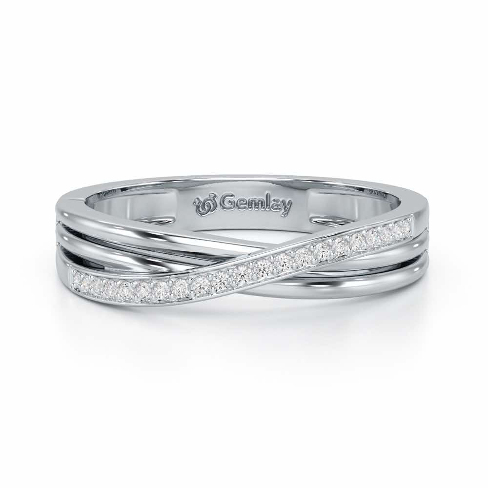 Three Crossing Silver Ring - White Gold - Image 5