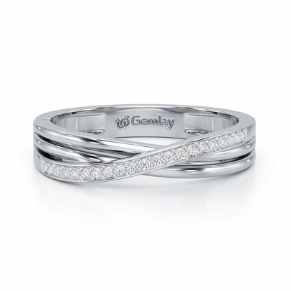 Three Crossing Silver Ring - White Gold - Image 5