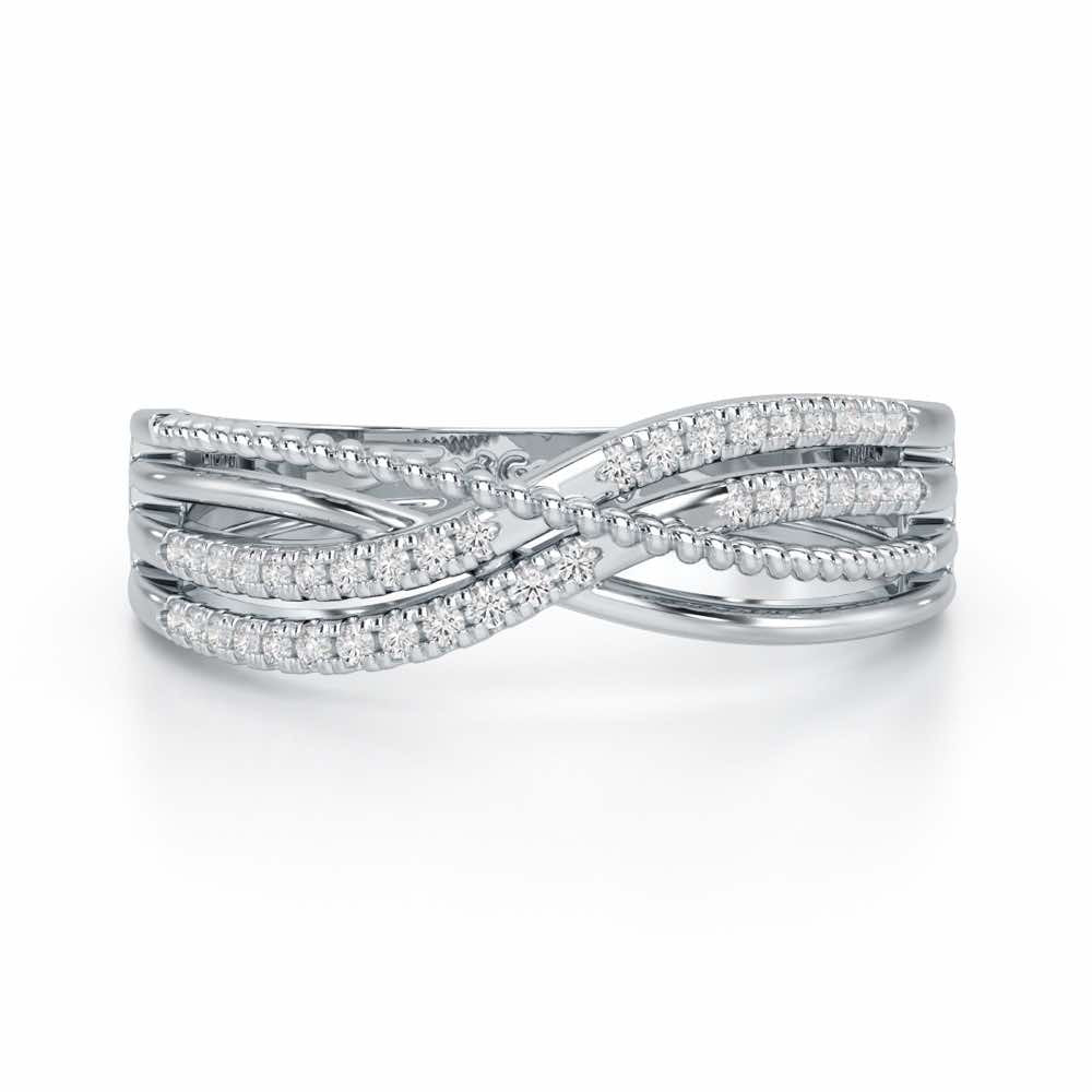 Crssing Wave Silver Ring - White Gold - Image 5