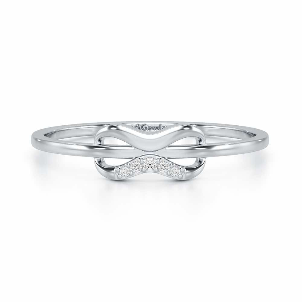 Quirky Wave Silver Ring - White Gold - Image 5