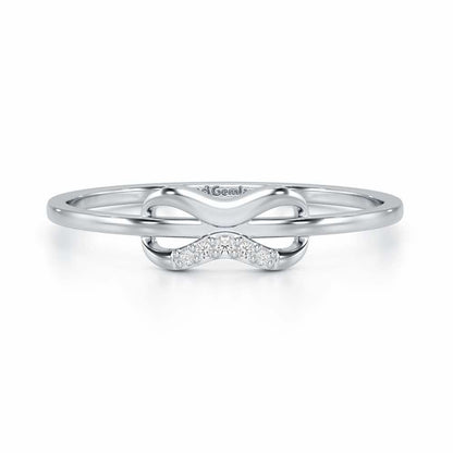 Quirky Wave Silver Ring - White Gold - Image 5