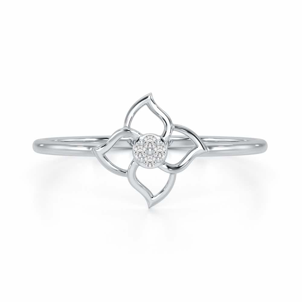 Solo Bloom Silver Ring - White Gold - Image 5