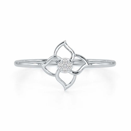Solo Bloom Silver Ring - White Gold - Image 5