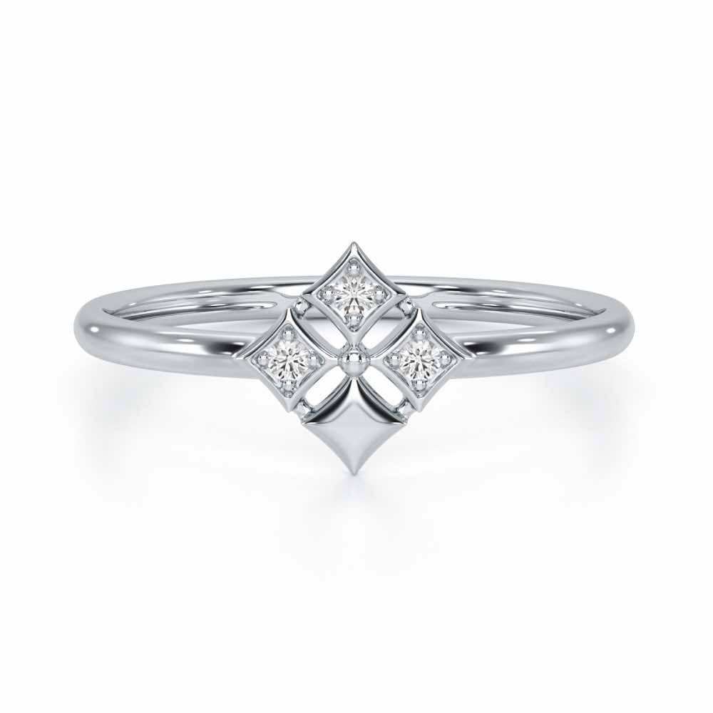 Four Pinch Silver Ring - White Gold - Image 5
