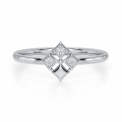 Four Pinch Silver Ring - White Gold - Image 5