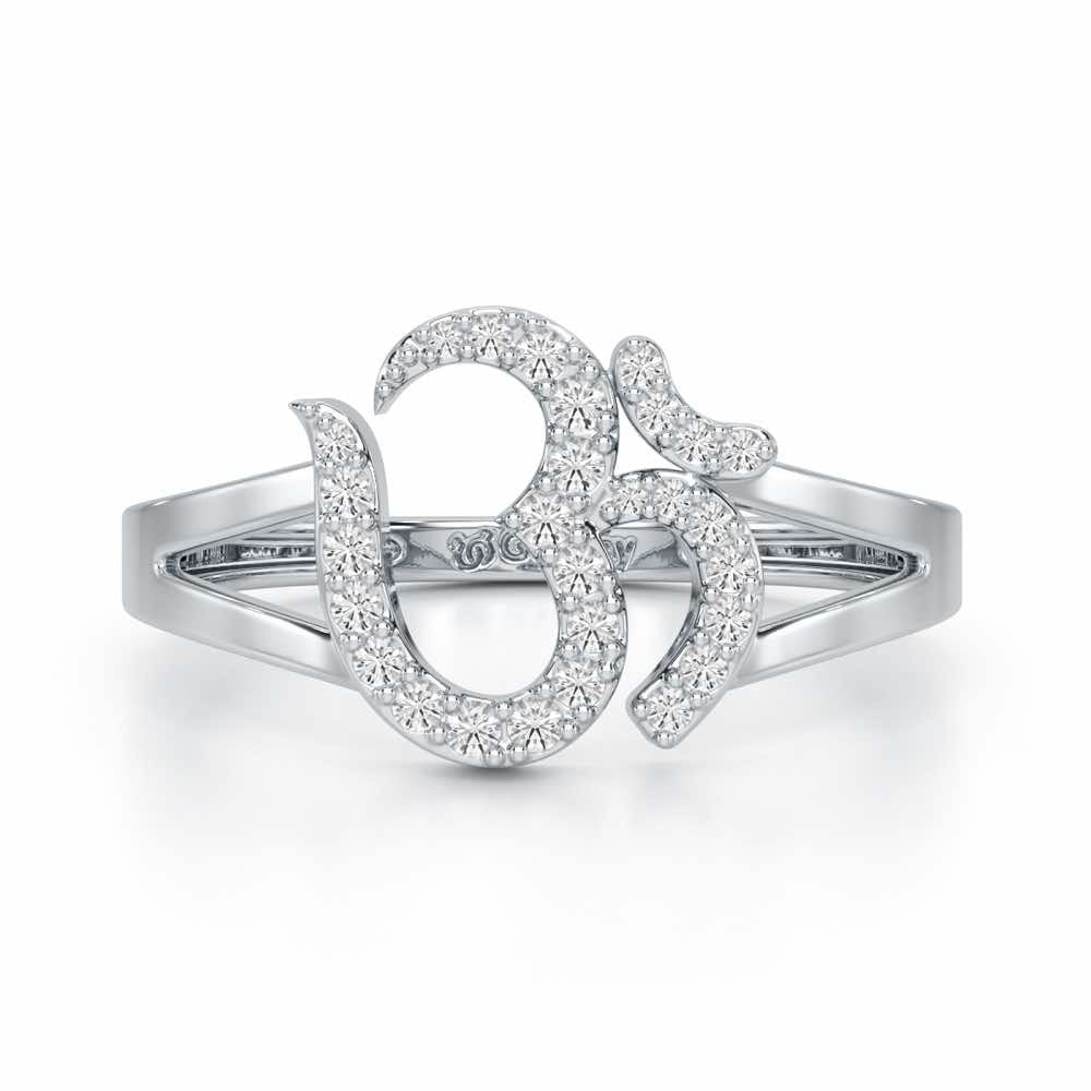 Pristine Om Silver Ring - White Gold - Image 5