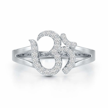 Pristine Om Silver Ring - White Gold - Image 5