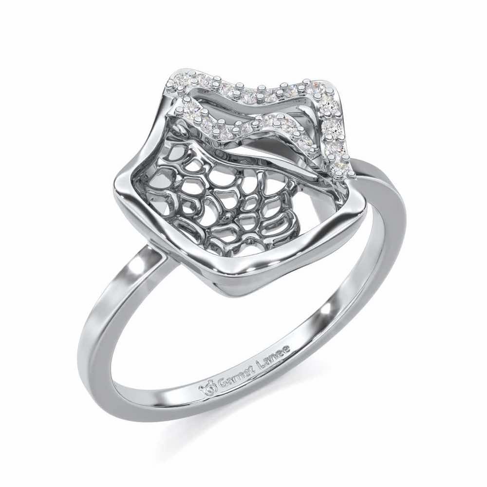Water Bloom Silver Ring - White Gold - Image 1