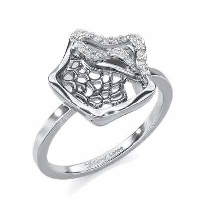 Water Bloom Silver Ring - White Gold - Image 1