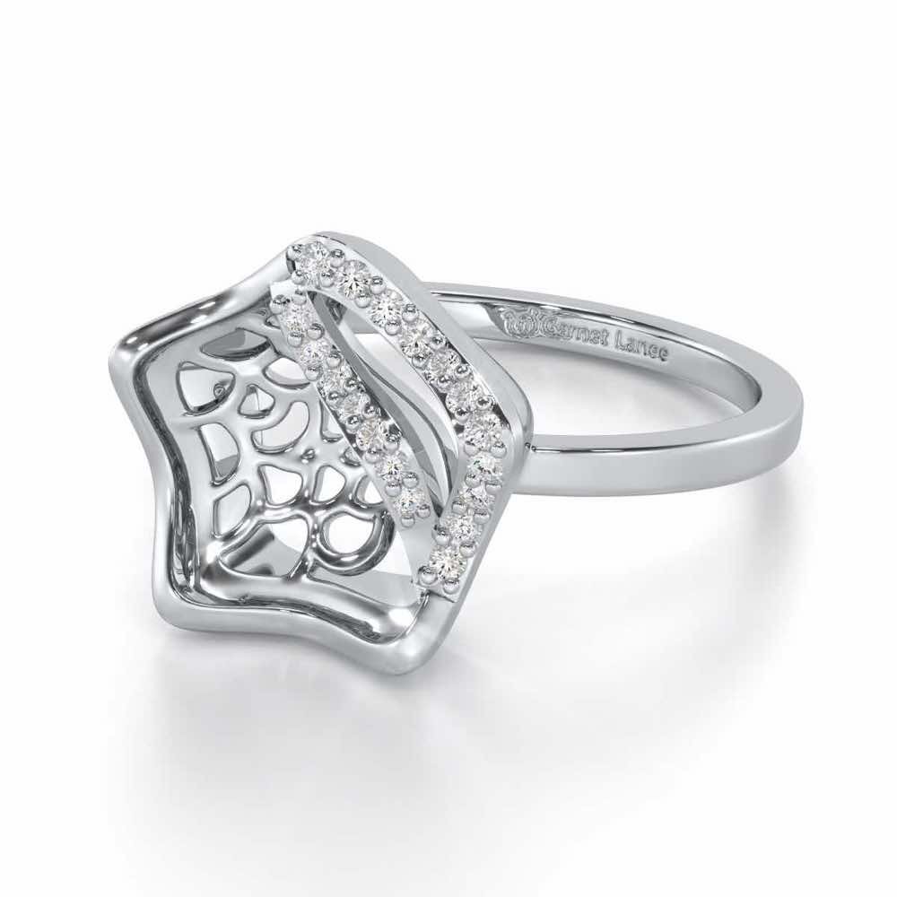 Water Bloom Silver Ring - White Gold - Image 2