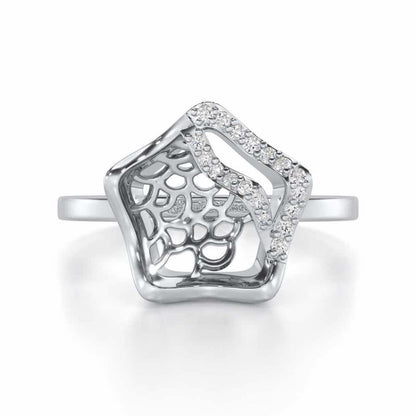 Water Bloom Silver Ring - White Gold - Image 4