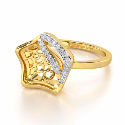 Water Bloom Silver Ring - Yellow Gold - Image 2