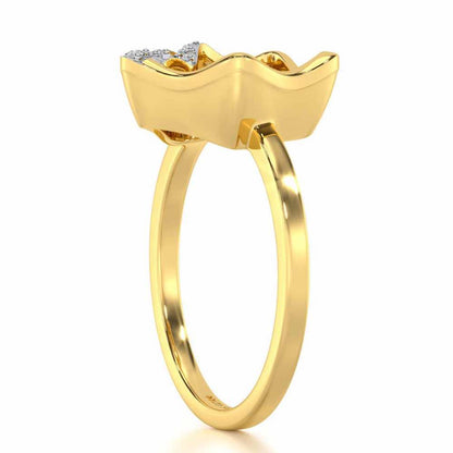 Water Bloom Silver Ring - Yellow Gold - Image 3