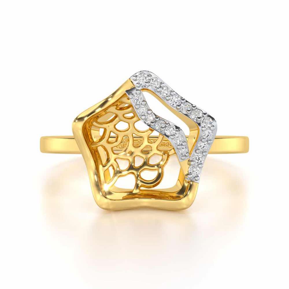 Water Bloom Silver Ring - Yellow Gold - Image 4