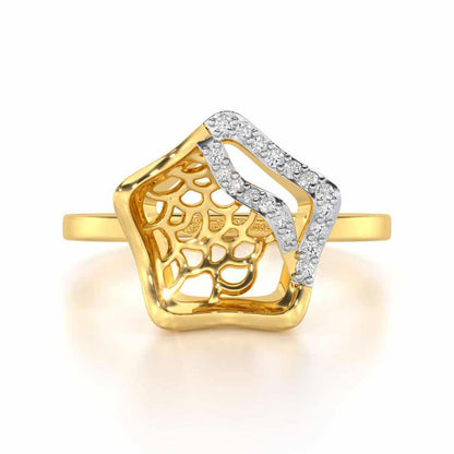 Water Bloom Silver Ring - Yellow Gold - Image 4
