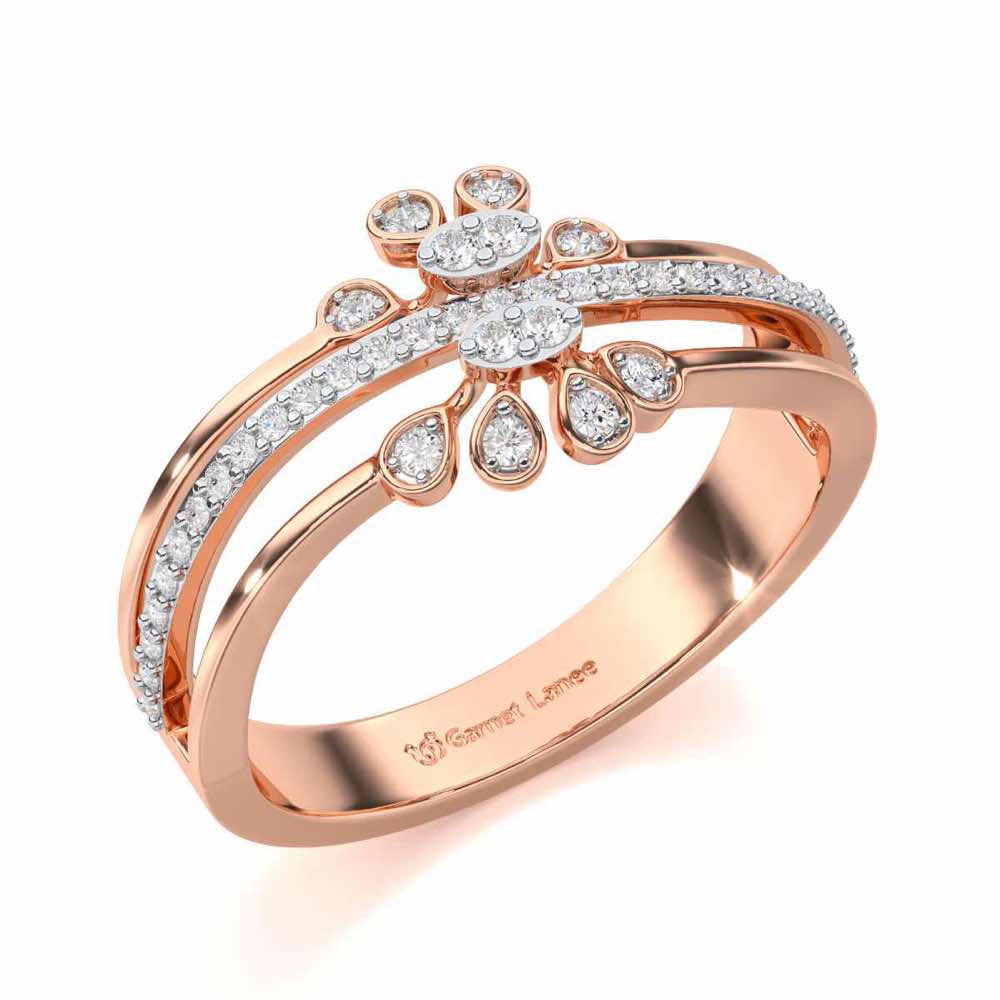 Wave Bloom Silver Ring - Rose Gold - Image 1