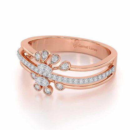Wave Bloom Silver Ring - Rose Gold - Image 2