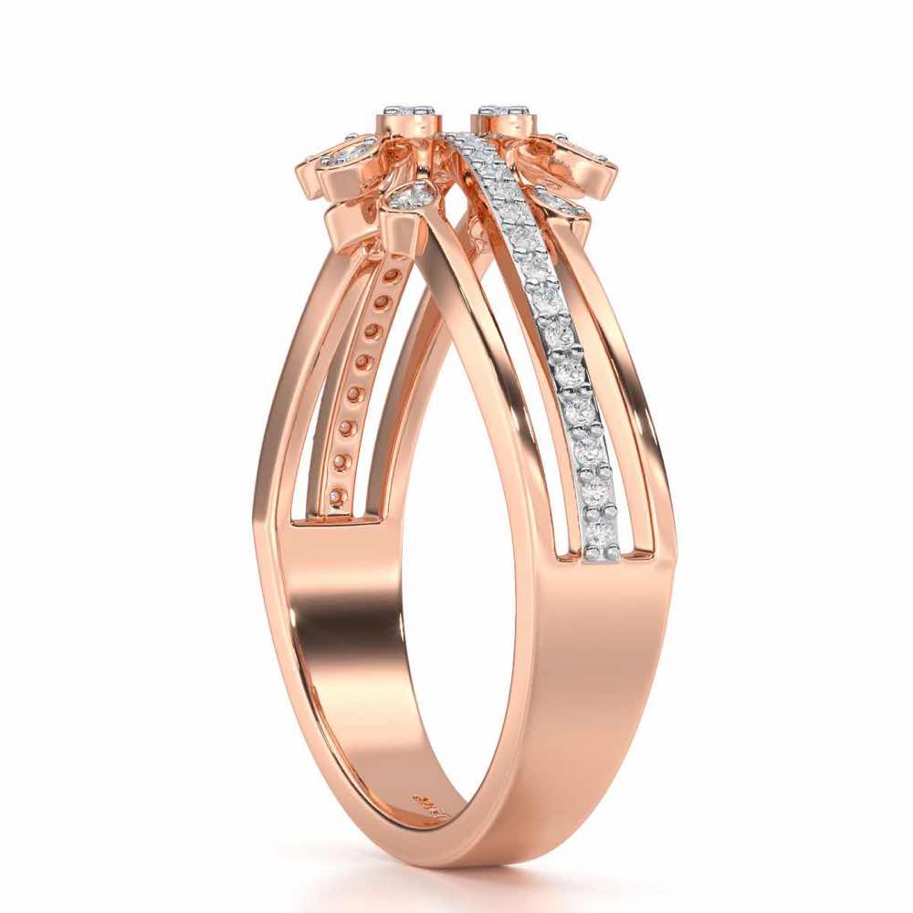 Wave Bloom Silver Ring - Rose Gold - Image 3