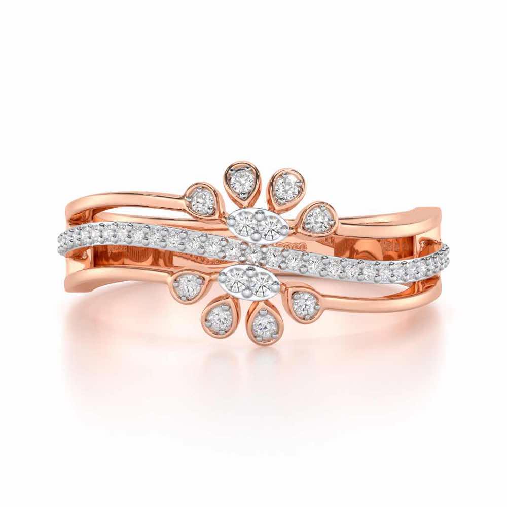 Wave Bloom Silver Ring - Rose Gold - Image 4