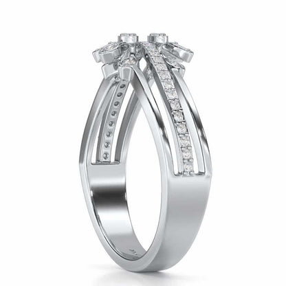Wave Bloom Silver Ring - White Gold - Image 3