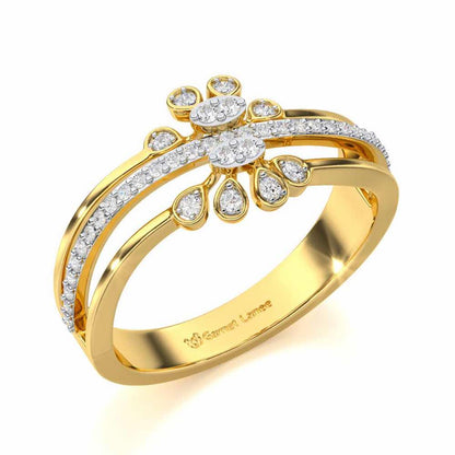 Wave Bloom Silver Ring - Yellow Gold - Image 1