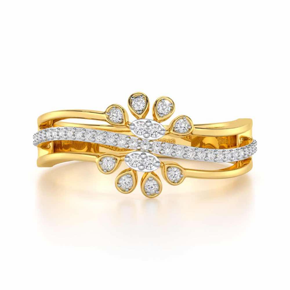 Wave Bloom Silver Ring - Yellow Gold - Image 4