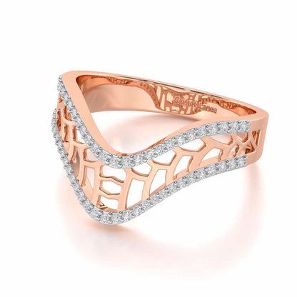 Wave Down Silver Ring - Rose Gold - Image 2
