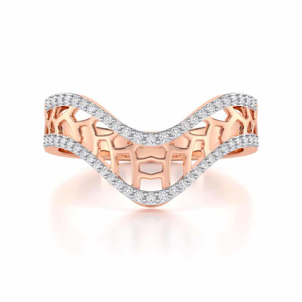 Wave Down Silver Ring - Rose Gold - Image 4