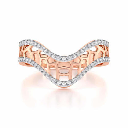 Wave Down Silver Ring - Rose Gold - Image 4