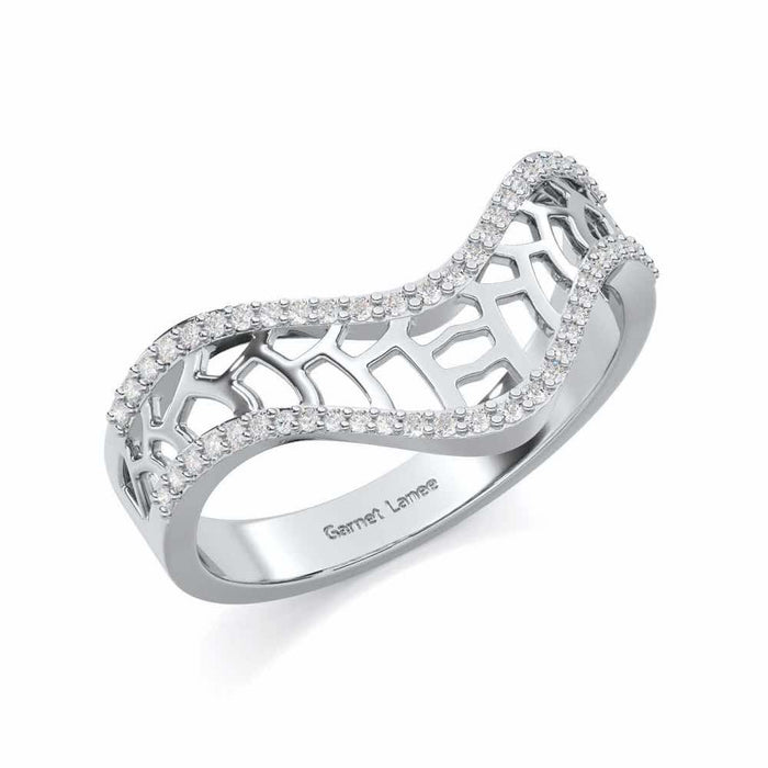 Wave Down Silver Ring - White Gold - Image 1