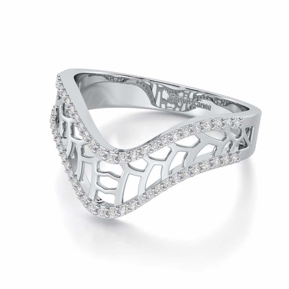 Wave Down Silver Ring - White Gold - Image 2