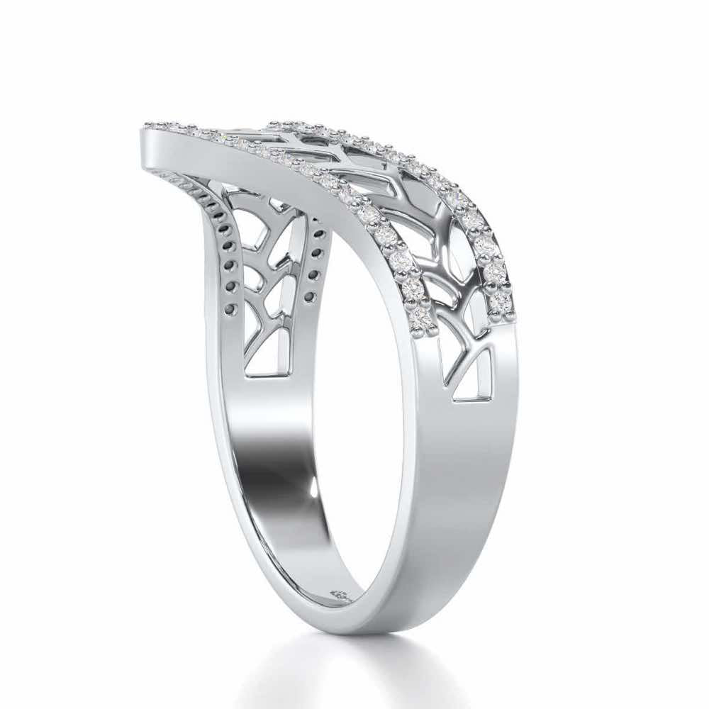 Wave Down Silver Ring - White Gold - Image 3