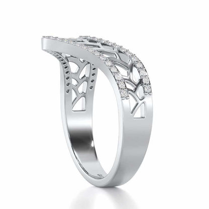 Wave Down Silver Ring - White Gold - Image 3