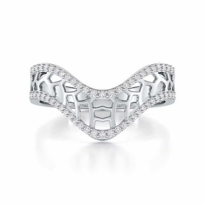 Wave Down Silver Ring - White Gold - Image 4