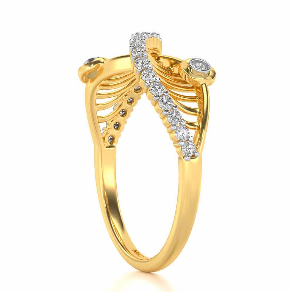 Wave Eye Silver Ring - Yellow Gold - Image 3