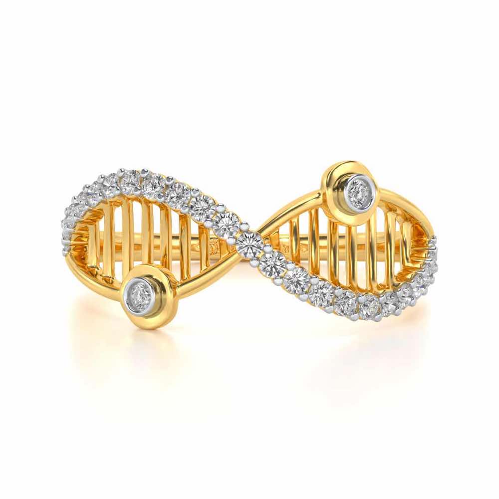 Wave Eye Silver Ring - Yellow Gold - Image 4