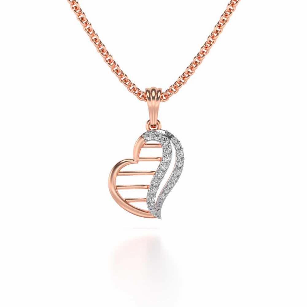 Wave Heart Silver Pendant - Rose Gold - Image 1