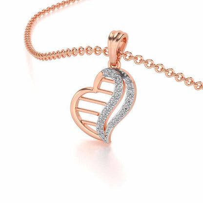 Wave Heart Silver Pendant - Rose Gold - Image 2