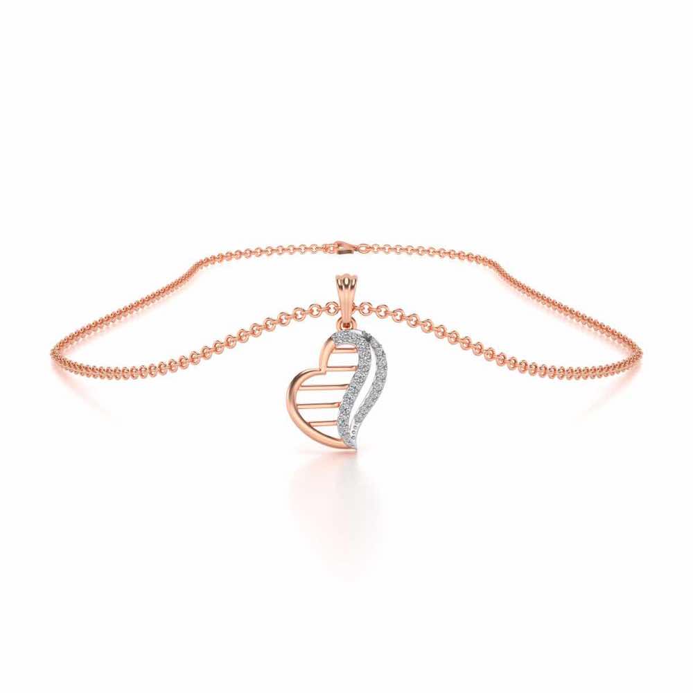 Wave Heart Silver Pendant - Rose Gold - Image 3